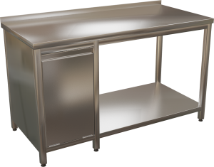 KSPOK - Nerezový pracovný stôl s výklopným košom
